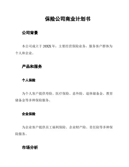 保险公司商业计划书