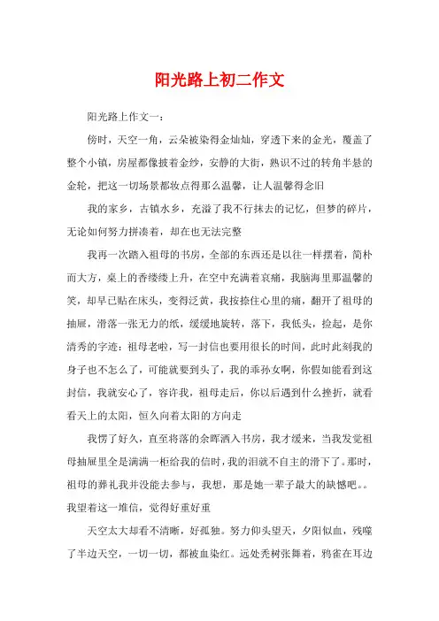阳光路上初二作文