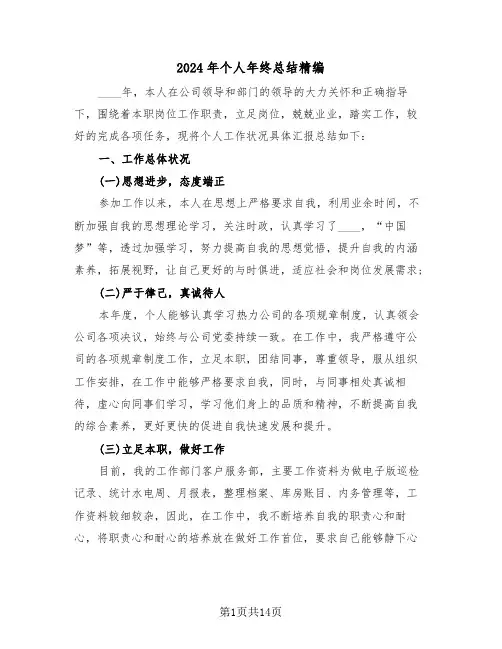 2024年个人年终总结精编(6篇)