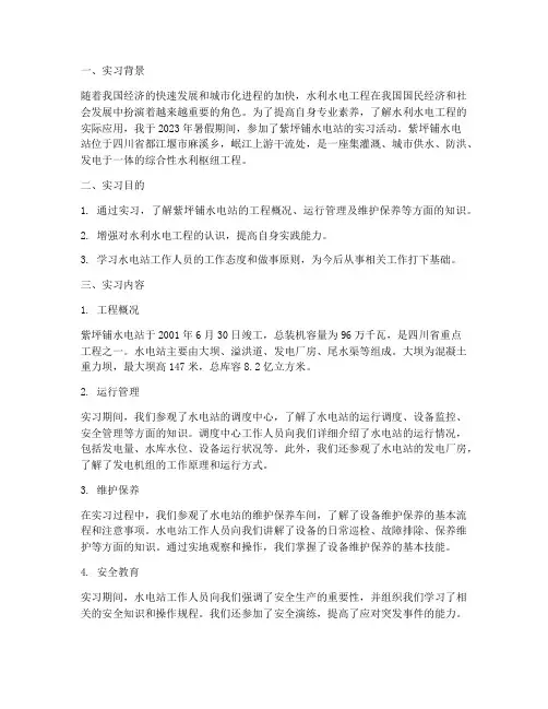 大学生紫坪铺实习报告
