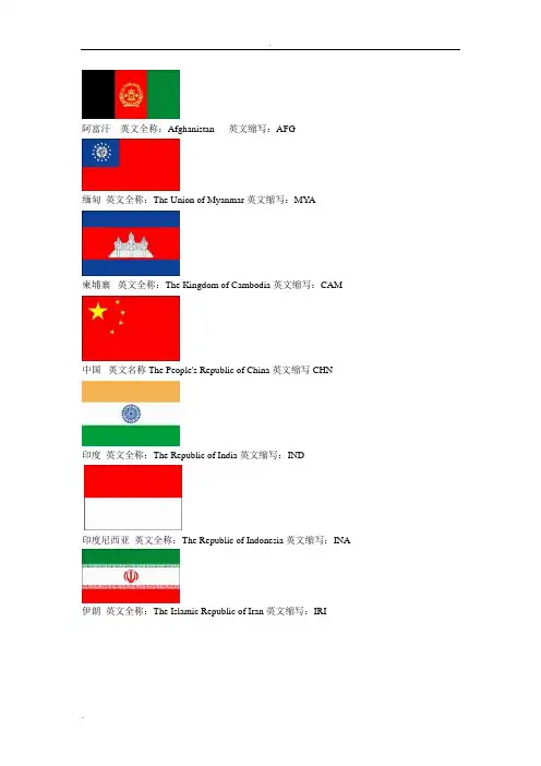 世界各国国旗_英文名及其缩写