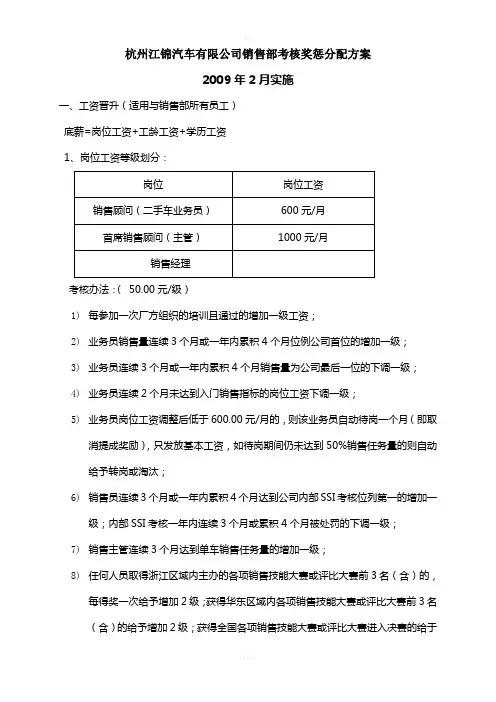 佣金方案