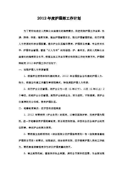 护理部工作计划