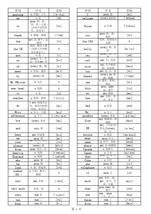 初中仁爱英语7-9年级单词表