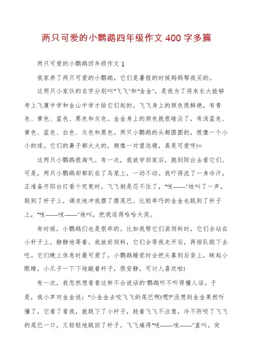 两只可爱的小鹦鹉四年级作文400字多篇
