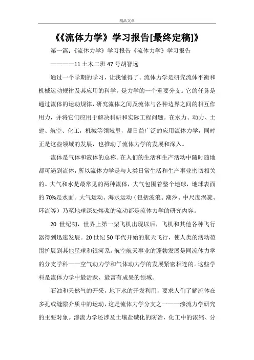 《《流体力学》学习报告[最终定稿]》