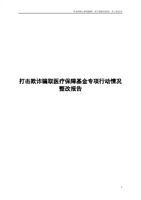 最新范本打击欺诈骗取医疗保障基金专项行动情况整改报告