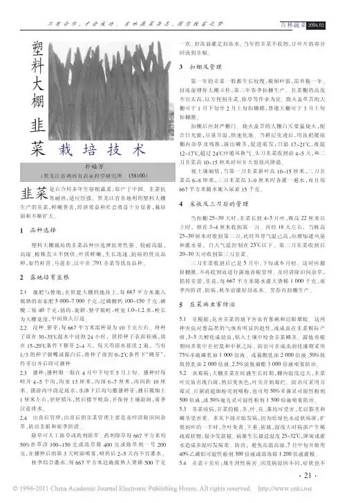 塑料大棚韭菜栽培技术