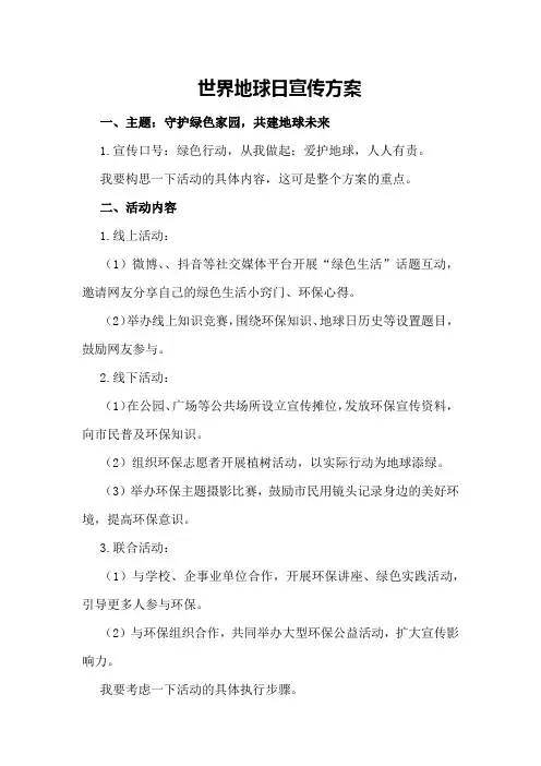 世界地球日宣传方案