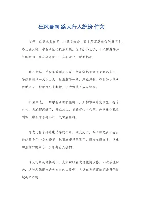 狂风暴雨 路人行人纷纷 作文