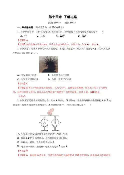 第十四章 了解电路(单元测试)(解析版)