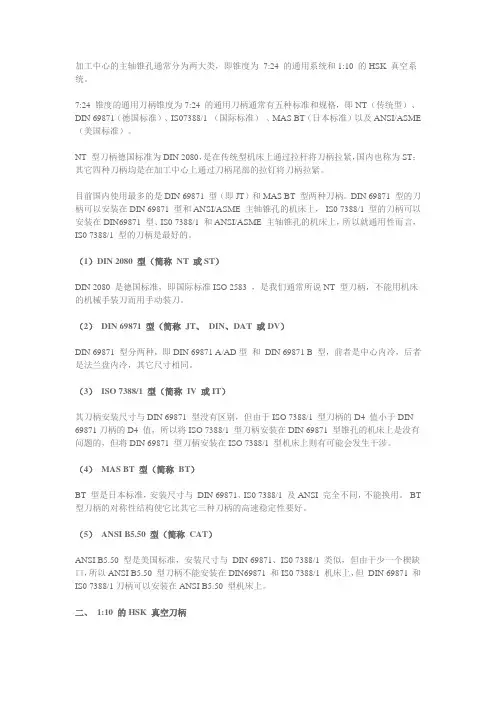 CNC加工中心的刀柄标准是什么
