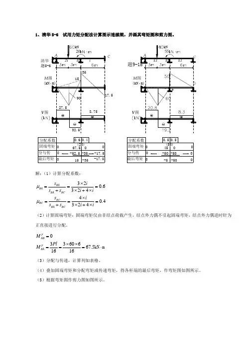 力矩分配法习题解答