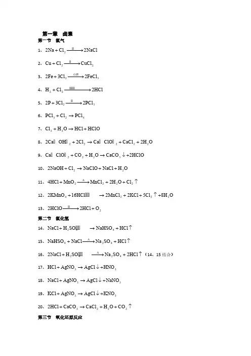 人教版高中化学方程式大全(最最完整版)