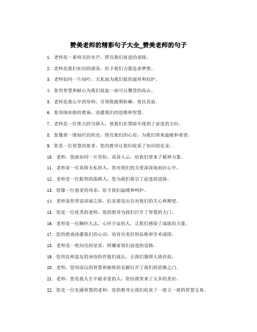 赞美老师的精彩句子大全_赞美老师的句子