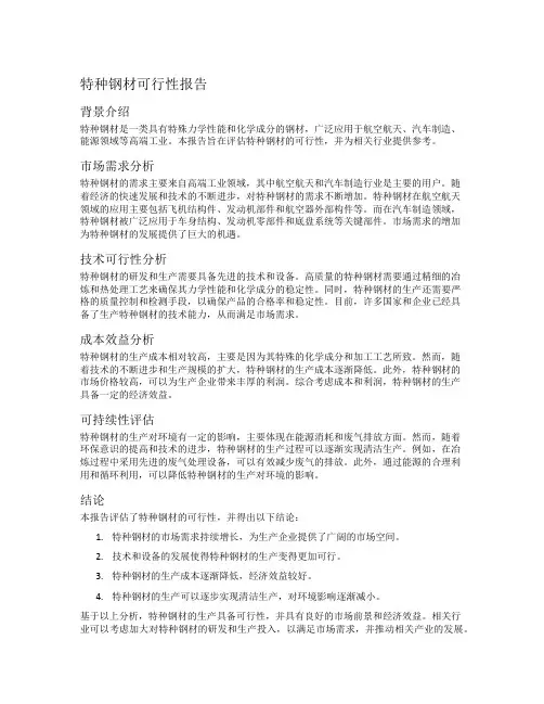 特种钢材可行性报告