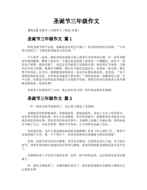 圣诞节三年级作文
