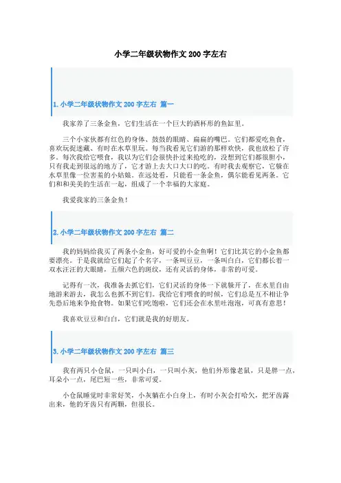 小学二年级状物作文200字左右