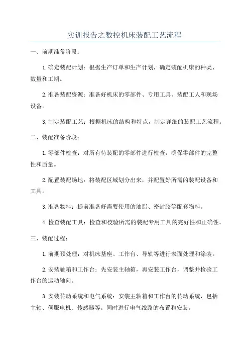 实训报告之数控机床装配工艺流程