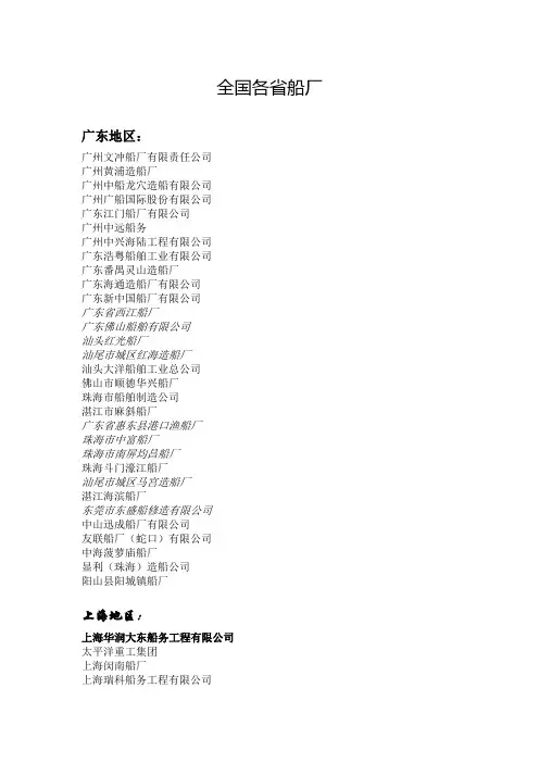全国各省船厂