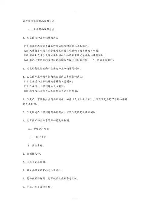 化学药品注册-化学药品注册分类