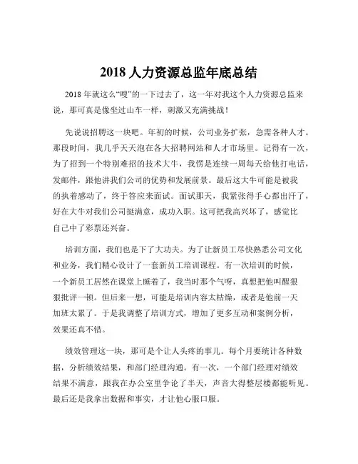 2018人力资源总监年底总结