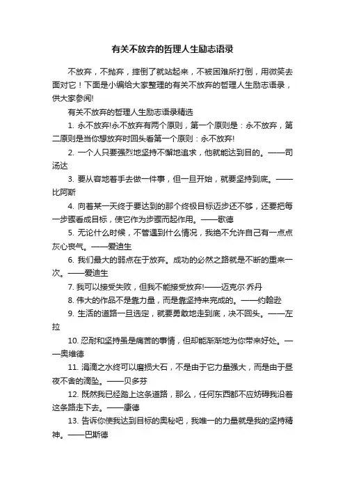 有关不放弃的哲理人生励志语录