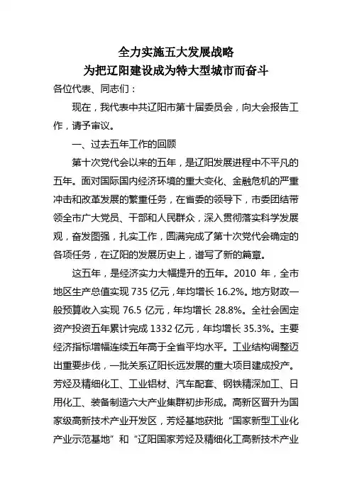全力实施五大发展战略