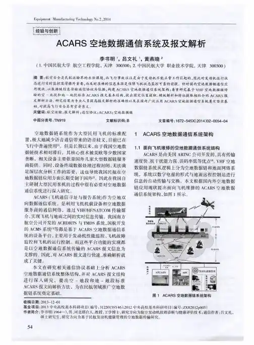 ACARS空地数据通信系统及报文解析