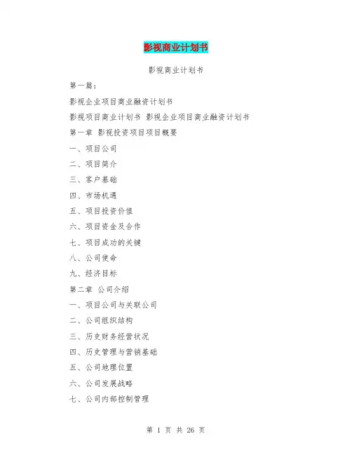 影视商业计划书(完整版)