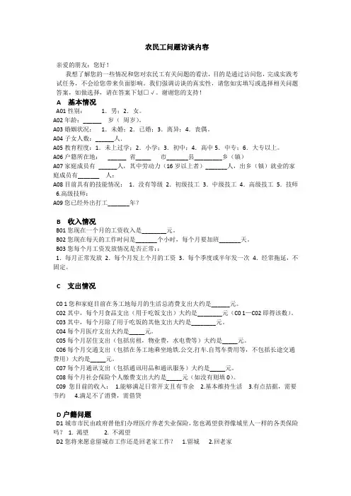 农民工问题访谈内容