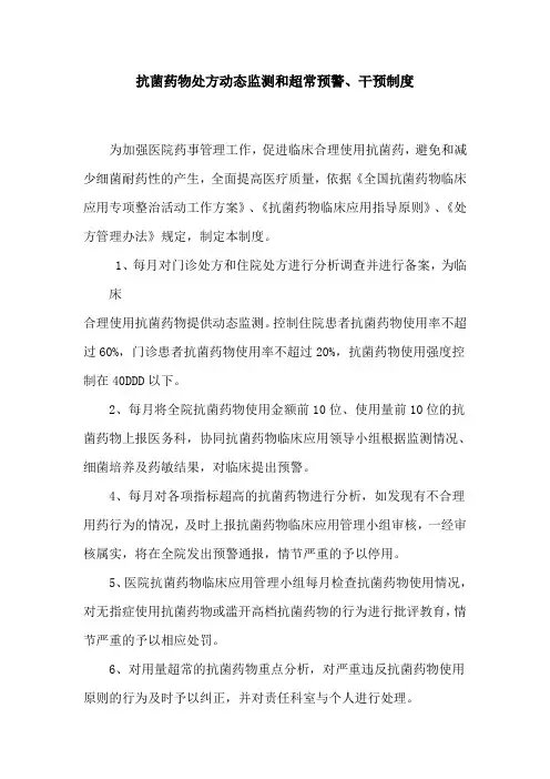 抗菌药物处方动态监测和超常预警