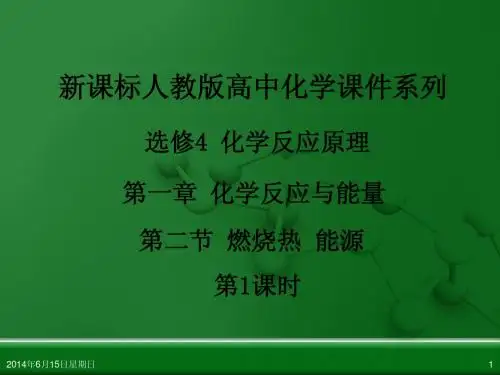 人教版高中化学选修4 化学反应原理 第一章 第二节 燃烧热 能源(第1课时)