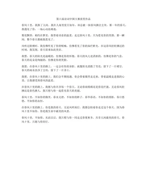 第六届诗词中国大赛获奖作品
