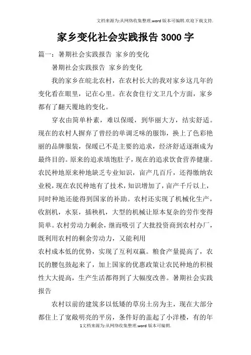 家乡变化社会实践报告3000字