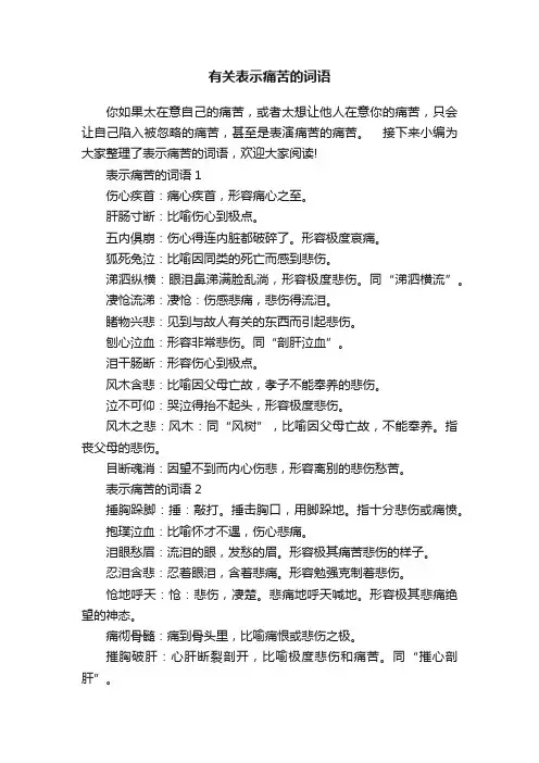 有关表示痛苦的词语