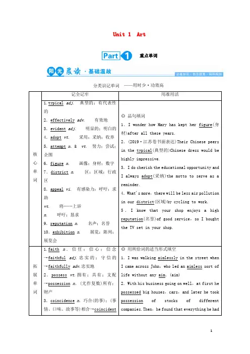 高考英语一轮复习Unit1Art学案选修6