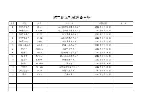 施工现场机械设备台账