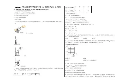 2020-2021学年山东省威海市文登区九年级(上)期末化学试卷(五四学制)含解析