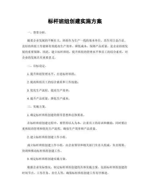 标杆班组创建实施方案