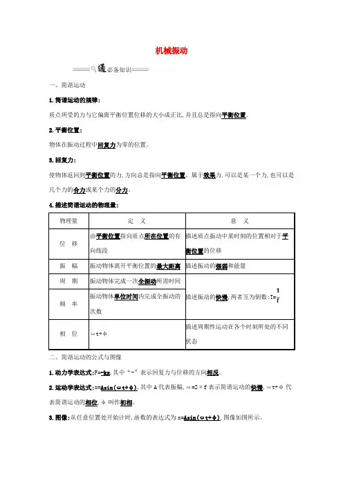 高考物理一轮复习 第一章 机械振动与机械波 1 机械振动学案(选修3-4)-人教版高三选修3-4物理