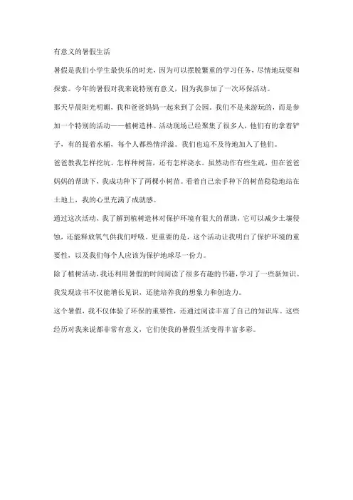 有意义的暑假生活(暑假作业作文)