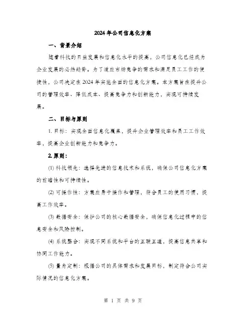 2024年公司信息化方案(3篇)