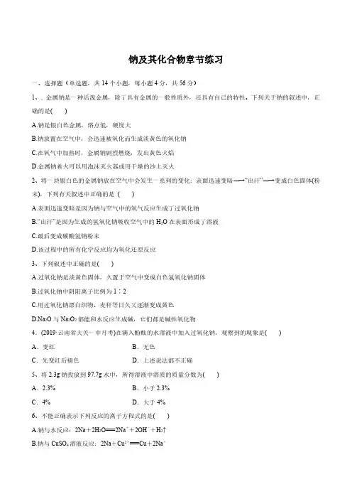 高一第二章钠及其化合物练习与解析