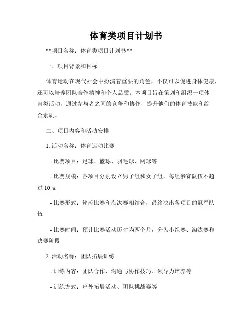 体育类项目计划书