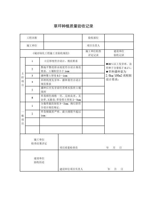 草坪种植质量验收记录表