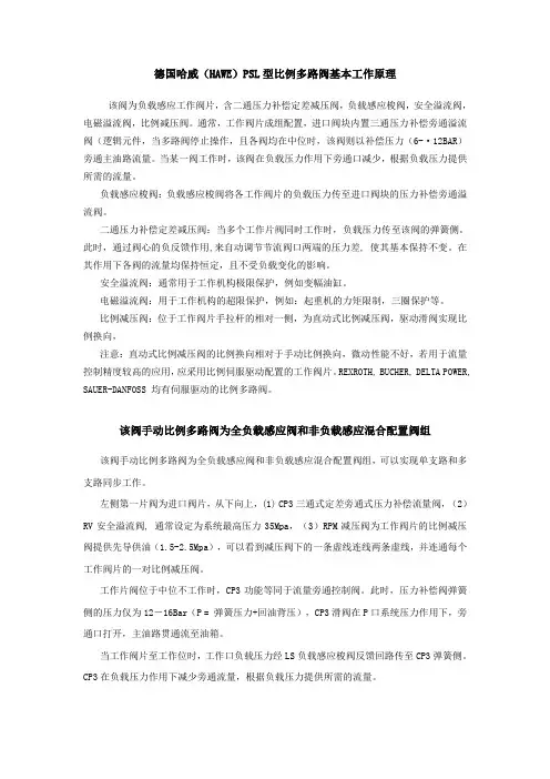 德国哈威PSL型比例多路阀工作原理