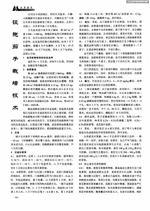 设施茄子栽培技术