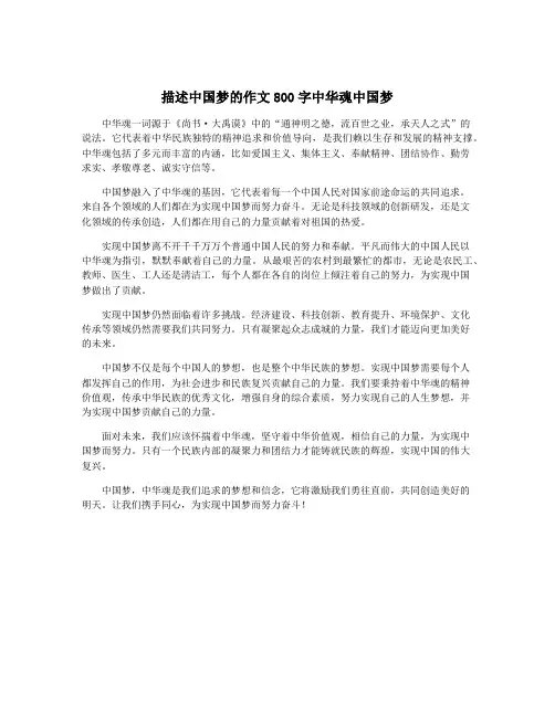 描述中国梦的作文800字中华魂中国梦