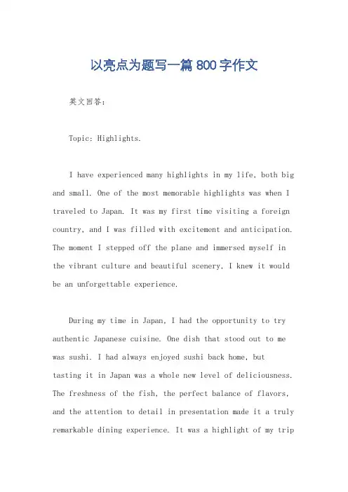 以亮点为题写一篇800字作文